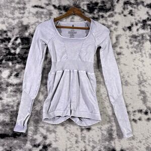 Free People Movement Good Karma One Piece Long Sleeve Shorts Open Lower Back